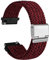 WOCCI 22mm Intrecciato Nylon Cinturino per Orologio da Uomo e da Donna, Regolabile Fibbia Argento (Rosso Nero)