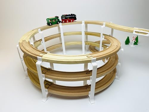 3 stöckige Spiral-Brücke Holzschiene kompatibel mit Brio/Playtive/Lillabo / 8 teilig/ohne Holzschienen und Dekoration