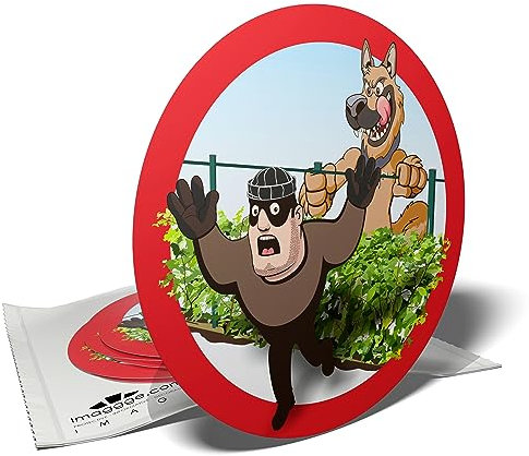 Autocollant Attention chien humoristique - 6 stickers ronds - 9,5cm