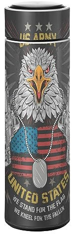 KAAVIYO Bird Head Wings Iron Usa Flag Water Bottle Stainless Steel Insulated Vacuum Flask Leak Proof for Boys Girls