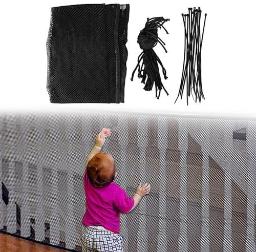 Malla de Seguridad para Escaleras Red de Seguridad para Balcones Red de Seguridad para Niños Barandilla Escaleras Mallas Bebé Red de Seguridad Red Seguridad Niños, Malla Tejida para Escaleras Negro