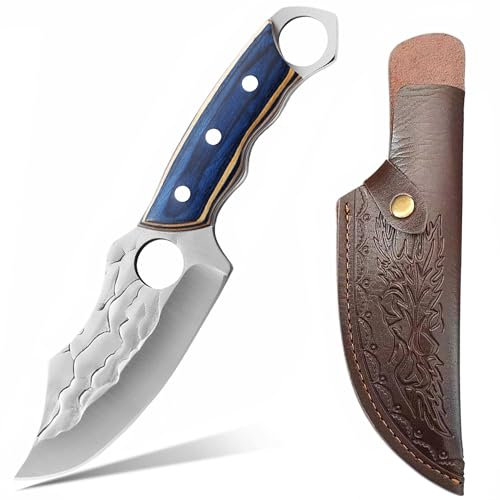 SHANFEEK Chef Knife Meat Cleaver 5-Inch Kitchen Cooking Boning Tomato Fruit High Chromium Steel with Blue Colored Wood Handle(Blue)