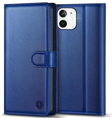 Kuafcase Compatible for iPhone 12 Mini Case with 4 Card Slots Magnetic Closure Kickstand Shockproof Protective Phone Case Compatible for iPhone 12 Mini - Royal Blue