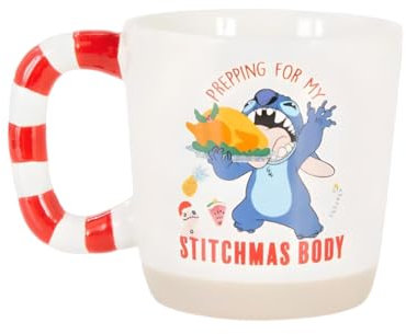 DIVAS SPIRITUAL Lilo & Stitch - Tazza da caffè natalizia con stampa Stitchmas, in ceramica, leggera, idea regalo