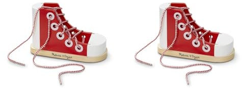 Melissa & Doug Deluxe-Sneaker aus Holz zum Schnüren | Entwicklungsförderndes Spielzeug | Schnürung | Problemlösung | 3+ | Geschenk für Jungen oder Mädchen (Packung mit 2)