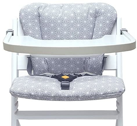 Blausberg Baby - Sitzkissen Set ABWASCHBAR für Alpha Hauck Kinderhochstuhl – Happy Star Grau - Made in Germany