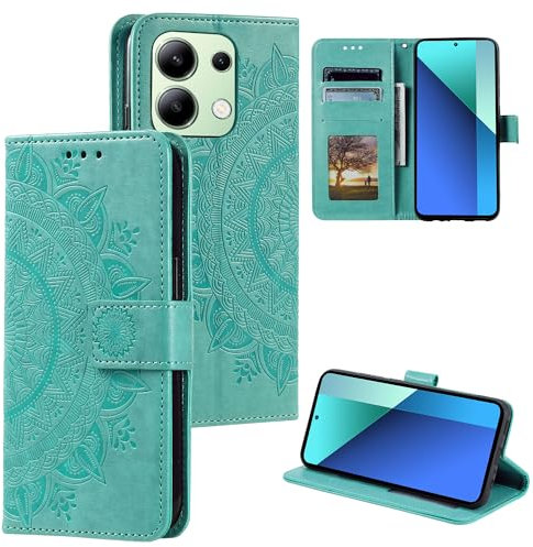 HTDELEC Cover per Xiaomi Redmi Note 13 4G,Flip Custodia a Libro Magnetica Portafoglio Premium Protettiva in Pelle Porta Carte Case - Verde