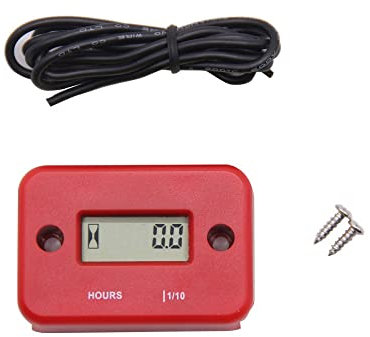 1 pièce étanche LCD écran numérique heure compteur minuterie pour vélo, moto, motoneige, motocross, pit bike, tondeuse, tracteur, camion (rouge)