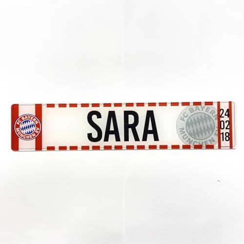 Bayern - Matricula Metacrilato Personalizada Equipo de Futbol - Matricula con Nombre - 38cm x 8cm - Placa Impresion Directa - Nombres Decorativos Personalizados