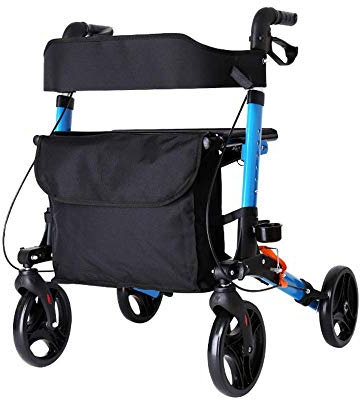 Faltbarer Rollator Elektrischer Rollstuhl Faltbarer Rollator Rollator - 4 Räder Rollator mit Sitz & Tasche - Mobilitätshilfe für Erwachsene, Senioren, Ältere & Behinderte