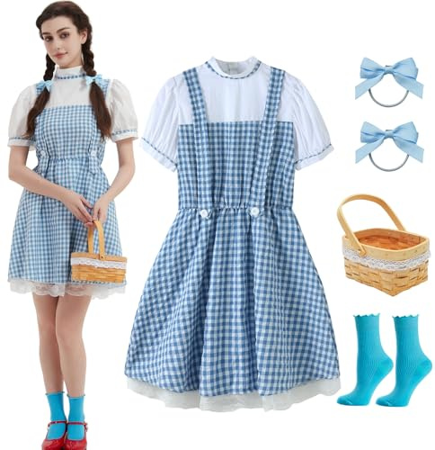 UIMLK Damen Dorothy Kostüm – „Wizard of Oz“ Storybook Charakter Halloween Outfit für Erwachsene