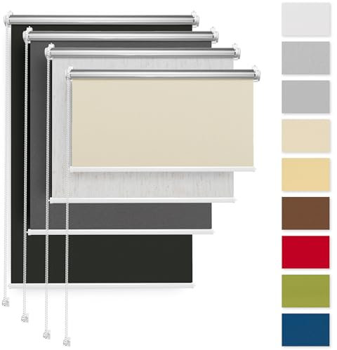 Rettika Verdunkelungsrollo ohne Bohren, für Fenster, Breite 65 cm, Höhe 220 cm, Beige Farbe, Klemmfix Montage, Jalousien Fenster, Fenster rollos für innen, Klemmrollo