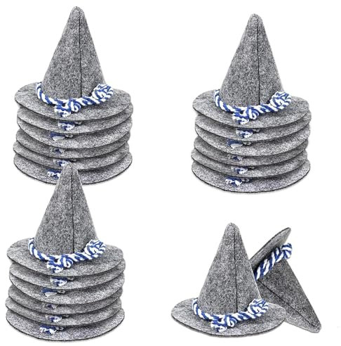 Koboko 20 Stück Oktoberfest Accessoires, Halloween Hexe Hut, Seppelhut Klein Filzhut Mini für Bayrische Volksfeste, Halloween, Karneval und Fasching aus Filz