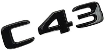 ABS Chrom Schwarz C 43 Logo C43 Emblem Buchstaben Kofferraum Abzeichen Aufkleber kompatibel for Mercedes Benz C43 AMG W204 W205 Aufkleber Zubehör(Glossy Black)