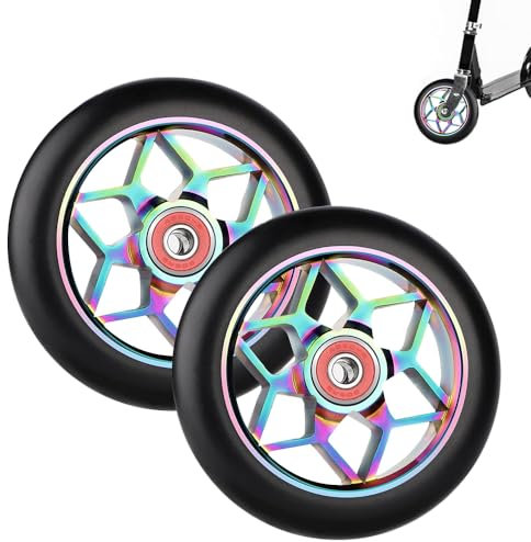 YANGUN Stunt Scooter Rollen, 2 PCS Scooter Ersatzräder 88A mit ABEC-9 Lager Aluminium Speichenkern,Ersatzräder für Stunt Scooters 110mm,Scooters Räder Kompatibel für Meisten Stuntscooter & Kickscooter