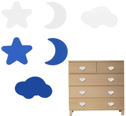 Pomos para muebles infantiles, juego de 6 pomos para cajones con forma de nube/estrellas/luna, pomos de goma para niñas y niños, para tiradores de armarios, cajones, multicolor