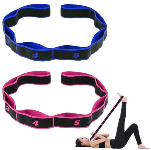 2 Pièces Ceinture de Yoga Multi Loop, Sangle élastique Extensible avec 8 Boucles pour l'Entraînement de Danse Fitness
