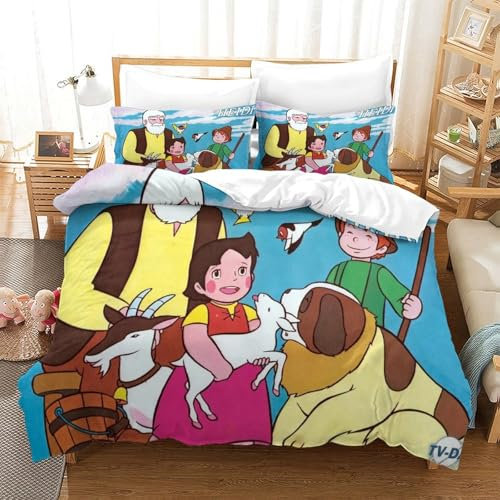 Rochile Heidi Bettbezug Set Bettwäsche Kinderbettwäsche-Set Reißverschluss Mit Kissenbezug Betten Set Für Jungen Und Mädchen, Kinder Double（200x200cm）