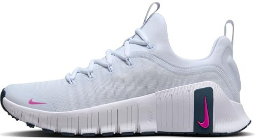 Nike Free Metcon 6 Damen Workout-Schuh, Football Grey/Hot Fuchsia-Armory Navy, 37.5 EU