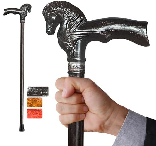 Uoagain Wood Walking Cane, Elegant Hand-Carved Horse Head Wooden Walking Cane for Men and Women, Handmade Stylish Canes for Seniors,Light, and Stable High-end Canes Suitable for Gift Giving (Ashwood)