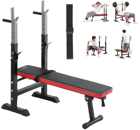 VEVOR Hantelbank-Set Trainingsbankpresse Trainingsbank mit Schnellzusammenklappbarkeit & Schnelleinstellung 181 kg belastbar, Sit-up-Bank für Krafttraining im Heim-Fitnessstudio, Hanteln-Set schwarz