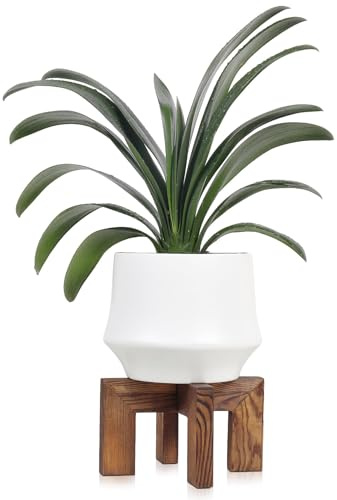 Vigordream Pflanzenständer, Pflanzenhalter für drinnen und draußen aus Holz, Einzelner Blumentopfständer, Stabiler Pflanzständer (Walnut, Fit 5-9 Inch Pots)
