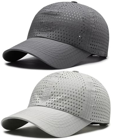 AYPOW 2 Pcs Basecap Herren Damen, Atmungsaktivem Schnelltrocknend MeshBaseball kappen Unisex, Leichte Verstellbar Schildmütze Snapback Caps Sonnenschutz Tennis Laufen Cappy Draußen Sport Sommer
