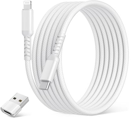 Elebase für iPhone 14/13 USB-C zu Lightning Ladekabel 2M, PD Schnellladekabel mit USB-A Adapter für Apple 12/12 Mini/11/XS/XR/X/8/7/6/SE/Pro Max, iPad 8./9. Generation, AirPods 2nd/3rd Generation