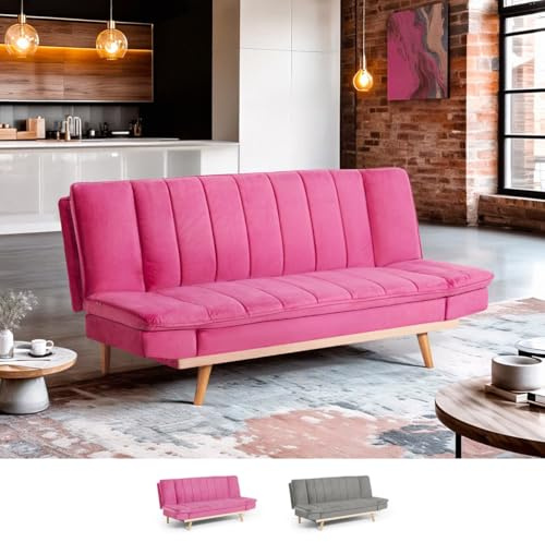 Produce Shop Canapé clic-clac 2 Places avec Dossier inclinable Tissu Velours Skata - Rose