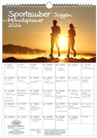 Sportzauber Joggen Planer DIN A3 Kalender für 2026 Laufen Sport Fitness- Seelenzauber