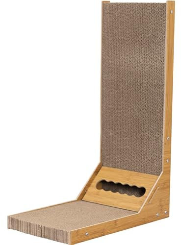 SilverChry Planche Gratter en Forme de L, 60 cm Griffoir pour Chat, avec Balle Joute d'Intérieur, Fabriqué en Carton de Haute Gualité, Grand Format XL