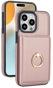 RNOZX Custodia in pelle con flip magnetico e supporto per iPhone 13 Mini (per iPhone 13 Mini/oro rosa)