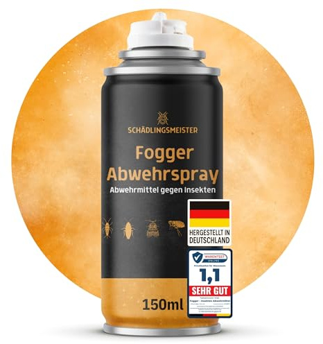 Fogger – Abwehrmittel gegen Insekten – Mit Zitroneneukalyptusöl – Wirkt gegen Schaben, Flöhe, Motten, Milben, Wanzen & mehr – Insekten Vernebler – Für Innenräume – Made in Germany (150 ml)