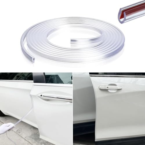 Türkantenschutz, U-förmiger Kantenschutz aus Gummi, dekorativer Kantenschutz aus Gummi, 1/16.4-U-Profil-Kantenschutz, geeignet für die meisten Autos (Transparent 16.4FT/5M)