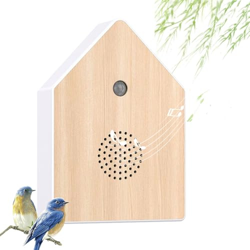 RNPKZ Vogelgezwitscher Bewegungsmelder, Vogelgezwitscher Soundbox mit Wandhalterung, Naturgeräusche Box mit Bewegungssensor, Vogelgesang Naturklänge für Entspannung, Bad Spa Gäste WC (Hausform)