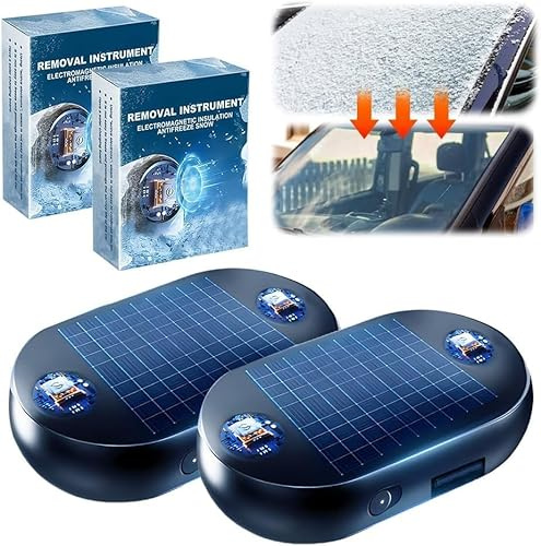 2Pcs Electromagnetic Car Deicer, Anti Freezing Snow Removal Device, Anti-freeze Advanced Car Accessories Electromagnetic Car Snow Removal Device Microwave Molecular Deicing Instrument Car Gadgets