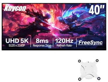 Kuycon Monitor de Juegos P40K de 40 Pulgadas 5K UltraWide - 5120x2160, 120Hz, 1ms MPRT, Panel IPS Black, Contraste 2000:1,Cuidado de los Ojos, HDMI/DP, Montura (Minimalista - sin Soporte)