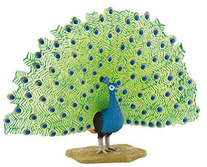 Bullyland 69390 - Spielfigur Pfau, ca. 8,6 cm große Tierfigur, detailgetreu, PVC-frei, ideal als kleines Geschenk für Kinder ab 3 Jahren