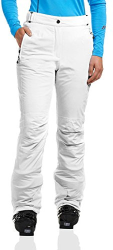Maier Sports Vroni Slim, Enganliegende Damen Skihose, Wasserdichte Schneehose, Stretchmaterial und verstellbarer Bund, PFC-frei, mTHERM Wattierung & mTEX Wetterschutz, Weiß, Gr. 38 (W30/L31)
