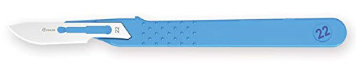 GIMA Bisturi in Acciaio Inox, Manico in ABS, Sterili e Monouso, Standard, Misura n. 22, 10 Bisturi Singolarmente Confezionati