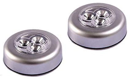 2 x Stick And Click LED Push Lights Self Adhesive Battery AAA Lamp Push On Kids. (1 Pack Of 2)