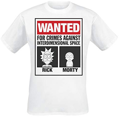 Rick und Morty T-Shirt Herren gesucht Poster Kurzarm weiß Top Medium
