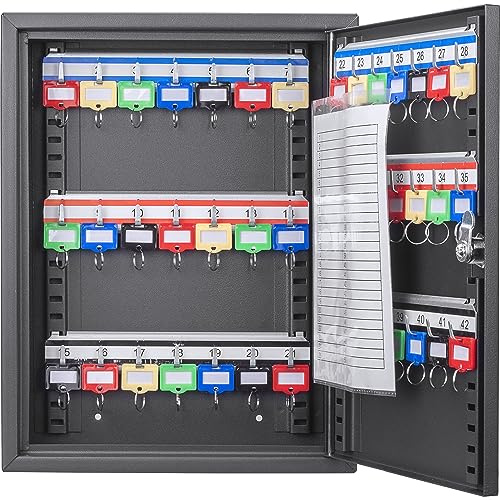 BARSKA 42 Position Key Cabinet with Key Lock, Black | 42 position steel cabinet with key lock and mounting hardware for homes, offices and car dealerships