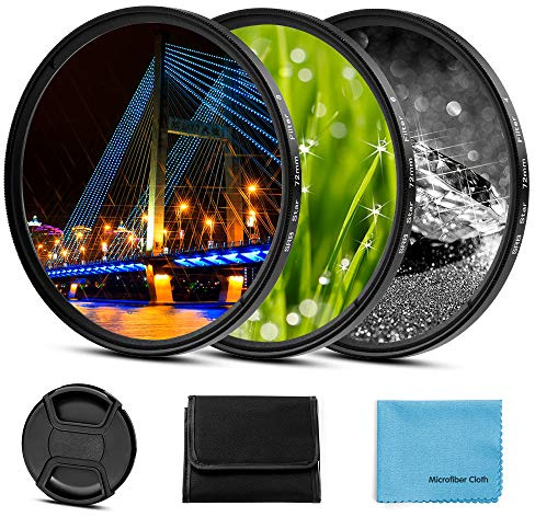 Fotover 40.5mm Sternfilter 3 Teiliges(4 Punkte, 6 Punkte, 8 Punkte) Compatible with Canon Nikon Sony Olympus DSLR Kameras + 3 mit Center Pinch Objektivdeckel &Filterbeutel