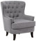 Beliani Retro Sessel Stoffbezug grau mit Nieten Knopfheftung Chesterfield-Stil Viborg II