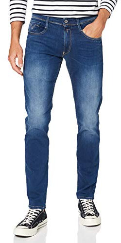 Replay Herren Jeans Anbass Slim-Fit mit Power Stretch, Blau (Dark Blue 007-3), 33W / 32L