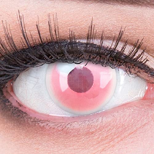 Farbige Rosa 'Nezuko' Kontaktlinsen 1 Paar Anime Rosa Pink Circle Lenses Heroes Of Cosplay Stark Deckend. Monatlinsen für Kostüme, Halloween, Fasching, Karneval mit gratis Linsenbehälter - Ohne Stärke