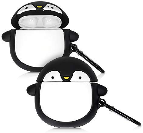 kwmobile Hülle kompatibel mit Apple Airpods 1 & 2 Hülle - Silikon Kopfhörer Schutzhülle Case Cover Schwarz Weiß Gelb