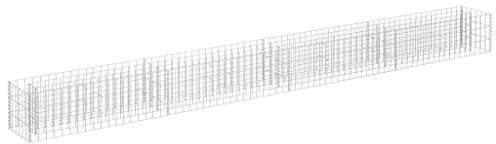 vidaXL Lit Surélevé à Gabion Parterre de Fleurs Plantes Jardin Terrasse Extérieur Arrière-Cour Jardinière Acier Galvanisé 360x30x30 cm