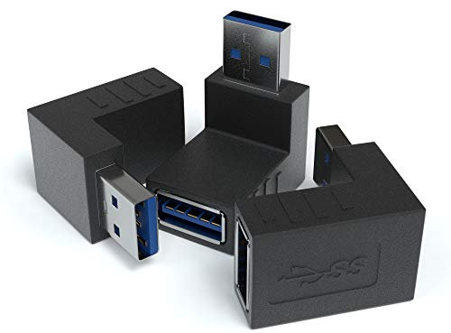JAMEGA - USB 3.0 Winkel Adapter 270° Grad | 3er Pack A Stecker zu A Buchse Winkelstecker Kupplung | Kompatibel Mit Allen USB-Kabeln